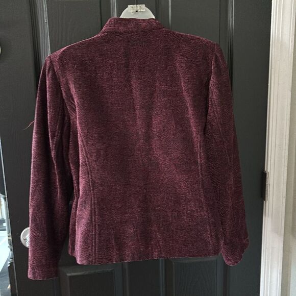 Renaissance Vintage Burgundy Tapestry Zip Jacket Women's, PL - Picture 5 of 6
